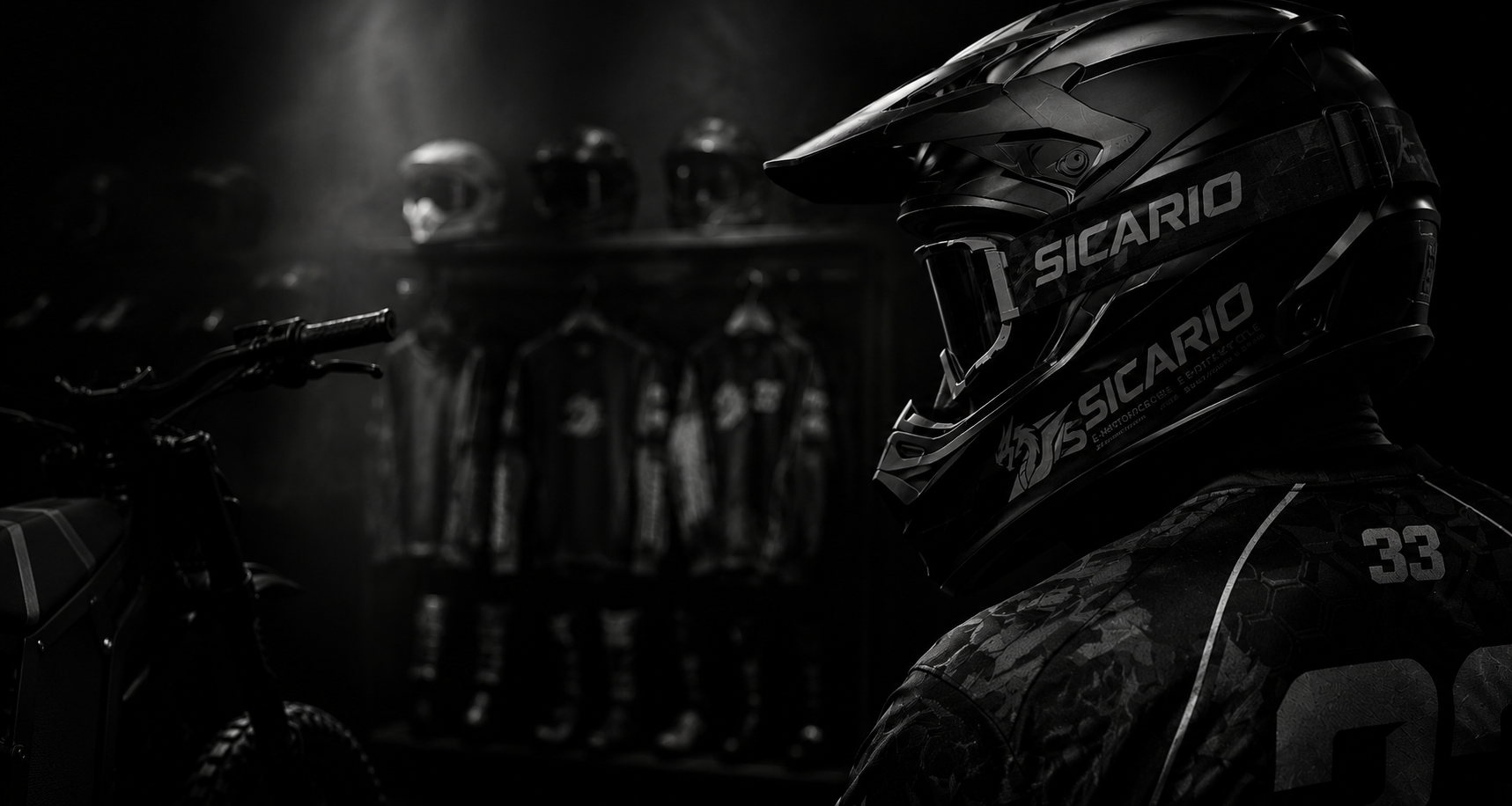 Sicario rider in full gear with helmet